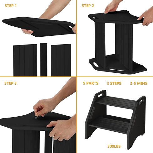 AMBIRD Toddler Step Stool, Dinosaur Step Stool for Kids with Non-Slip Pads, Wooden Two Step Stool, Portable Potty Training Stool with Handles for Bathroom, Sink, Kitchen, Bedroom in Kuwait