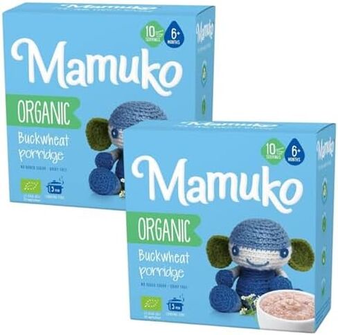 Mamuko Baby Porridge - عصيدة الحنطة السوداء مع عصيدة خالية من الكائنات المعدلة وراثيا - العصيدة العضوية للنمو الصحي والتنمية - عصيدة نباتية مثالية للأطفال من 6 إلى 9 أشهر - (200 جم و 10 حصص) in Saudi Arabia