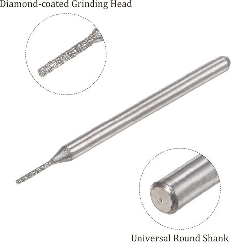 50pcs بت من طحن الماس - [1.5 مم ديا 120 GRTIs] أسطوانة رأس الحفر الأداة الدورانية لنحت تلميع استخدام | 3mm جولة ساق in Kuwait