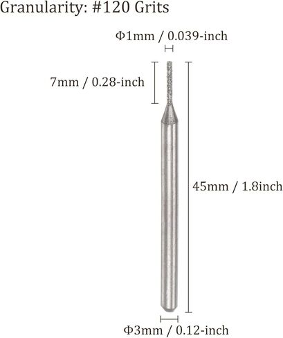 50pcs بت من طحن الماس - [1.5 مم ديا 120 GRTIs] أسطوانة رأس الحفر الأداة الدورانية لنحت تلميع استخدام | 3mm جولة ساق in Kuwait