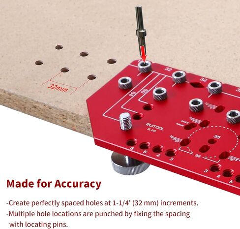 Ruitool Shelf Pin Jig 11 ثقوب ، وظيفة التثبيت المستقلة جميعها بصيقة حفر الدبوس المعدنية مع 1/4 "و 5 ملم الحفر ، رقصة ثقب الجرف ودليل أدوات الأدوات لأجهزة الخزانة مع حقيبة تخزين in Kuwait