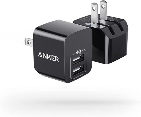 شاحن USB ، ANKER 2-PACK PORT 12W ADAPTER ADAPTER CORGER ، USB Charger مع قابس قابل للطي ، لبنة صندوق الشحن ، مكعب لـ iPhone 15 14 13 12 11 Pro Max ، Galaxy S22 S21 Note 20 ، HTC ، Moto ، LG in Kuwait