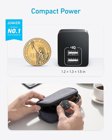 شاحن USB ، ANKER 2-PACK PORT 12W ADAPTER ADAPTER CORGER ، USB Charger مع قابس قابل للطي ، لبنة صندوق الشحن ، مكعب لـ iPhone 15 14 13 12 11 Pro Max ، Galaxy S22 S21 Note 20 ، HTC ، Moto ، LG in Kuwait