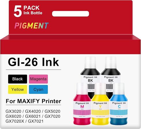 GI26 Ink Refill Bottles Replacement for Canon GI-26 Ink Refill Use with Canon MAXIFY GX3020 GX4020 GX5020 GX6020 GX6021 GX7020 GX7020X GX7021 Printer (BK/C/M/Y Not Sublimation Ink) in Saudi Arabia