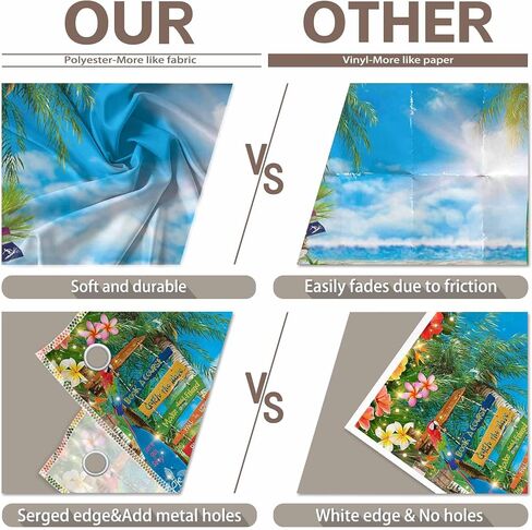 7x5ft Summer Hawaiian Beach Photography Tropical Luau Backdrop | Flower Palm Leaves Background, Aloha Party Supplies, Surfboard Banner, Holiday Photo Booth, Polyester, Grommets, 1PC in Saudi Arabia
