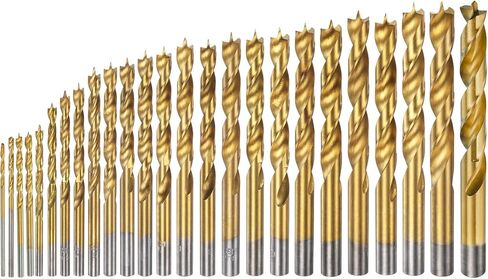 Harfington 19pcs Brad Point Drill Bits 1-10mm DIA مستقيمة مستقيمة شانك حفر مقياس Brad Point 0.94 "-3.43" Drilling Spiral Twist Drill Bits for Carpenter Woodworking Plastic Rubber in Saudi Arabia