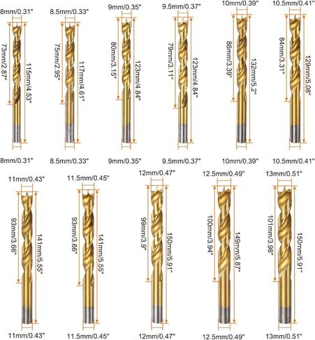 Harfington 19pcs Brad Point Drill Bits 1-10mm DIA مستقيمة مستقيمة شانك حفر مقياس Brad Point 0.94 "-3.43" Drilling Spiral Twist Drill Bits for Carpenter Woodworking Plastic Rubber in Saudi Arabia