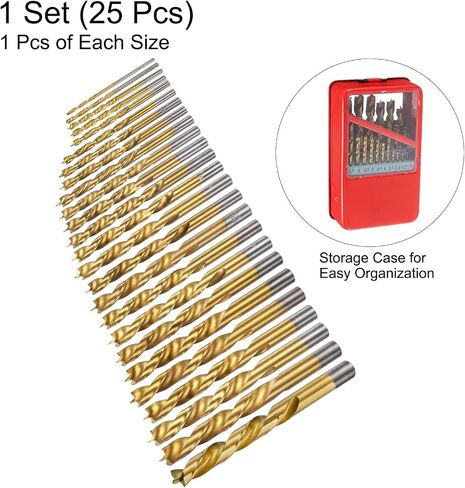 Harfington 19pcs Brad Point Drill Bits 1-10mm DIA مستقيمة مستقيمة شانك حفر مقياس Brad Point 0.94 "-3.43" Drilling Spiral Twist Drill Bits for Carpenter Woodworking Plastic Rubber in Saudi Arabia