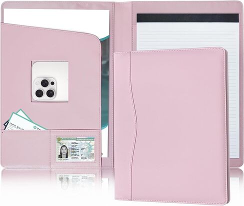 Padfolio Portfolio Organizer Legal Pad Holder Padfolio Folder Leather Portfolio Storage Clipboard Notepad with Cover for Letter Size A4 Writing Pad for Business and School Office (Pink) in Saudi Arabia