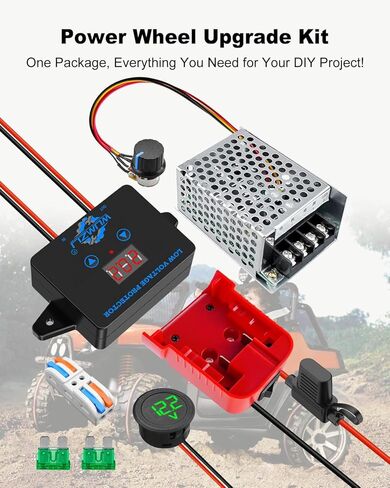 Power Wheel Battery Adapter Converter Kit Fit for Ryobi 18V Battery, DIY Upgrade Ride On Car for Kids with Low Voltage Protector Voltage Display Speed Controller Fuse and Wire Terminals in Kuwait