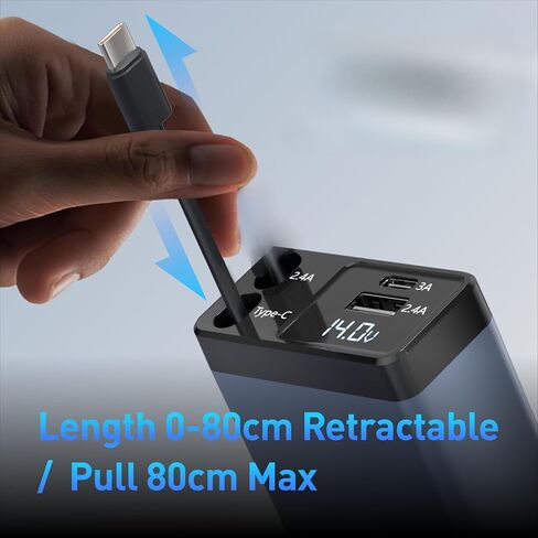 Retractable Car Charger, 4 in 1 Fast Car Phone Adapter 66W, Retractable Cables and USB Car Charger,Compatible with iPhone 15/14/13/12/11/10,iPad,Galaxy and Multiple Devices,Pixel(Charger and Cables) in Saudi Arabia