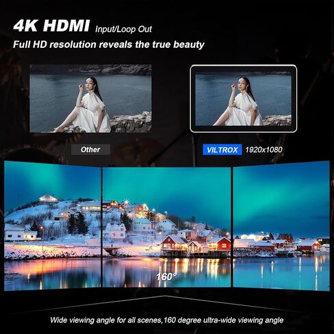 VILTROX DC-X3 6" Camera Field Monitors DCX3 for DSLR Touchscreen External Monitor 4k 2000nits X3 Monitor for Sony Canon Nikon 3D LUT 1920x1080 IPS with Sunshield 2200 MAh Battery in Kuwait