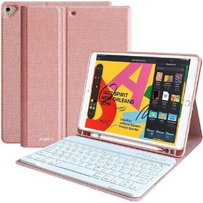 حافظة لوحة مفاتيح iPad مقاس 10.2 بوصة الجيل التاسع/الثامن/السابع 2021/2020/2019، لوحة مفاتيح BT لاسلكية قابلة للفصل مع غطاء واقي مغناطيسي مع حامل أقلام لجهاز iPad Pro 10.5 بوصة 2019/iPad 10.5 بوصة Air 3rd Gen in Kuwait