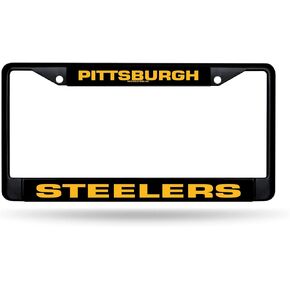 Rico Industries NFL Pittsburgh Steelers Black Black Chrome Frame 12" x 6" Car/Truck Auto Accessory