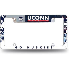 Rico Industries NCAA Connecticut Huskies - UCONN Primary 12" x 6" Chrome All Over Automotive License Plate Frame for Car/Truck/SUV
