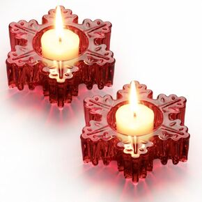 Glass Candle Holders Set of 2, Glass Tea Lights Candle Holders for Christmas Halloween Party Wedding Centerpieces Home Decor, Green