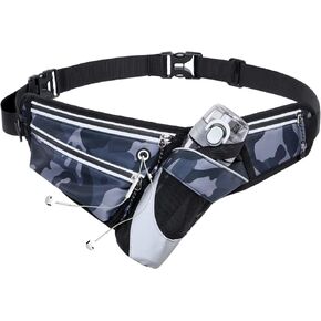 FIORETTO Fanny Pack with Water Bottle Holder Crossbody Bag with Extension Strap Running Belt Hydration Waist Pack for Walking Running Hiking Black