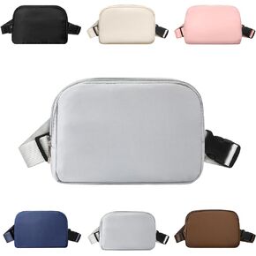 Fanny Pack for Women Men - Unisex Waterproof Belt Bag with Adjustable Strap, Lightweight Cross Body Bag Casual Hands-Free Waist Bag with 4 Pockets for Running Hiking Traveling Workout, Off-white