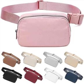 حقيبة حزام لتشغيل Fanny Pack للنساء، حقيبة خصر طويلة تمر بالجسم من Lulu مع حزام قابل للتعديل، حقيبة حزام في كل مكان للسفر في الهواء الطلق والمشي لمسافات طويلة (أسود2) in Kuwait