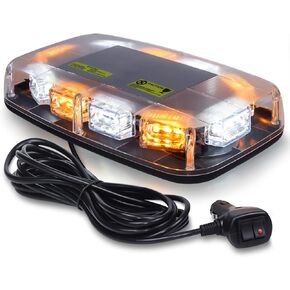 LINKITOM Roof Top Strobe Lights -30 LED Emergency Flashing Warning Beacon Light Bar with Magnetic Base for Snow Plow, Trucks, Construction Vehicles (Amber/Green)