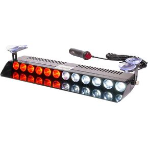 Red Blue Led Strobe Flash Light Emergency Warning 12-Led Sucker Dashboard Interior Roof Windshield Dash Safe Caution Hazard Light with Suction Cups for Car Vehicle Boat SUV Firemen Fog DC 12V