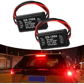 Pack-2 High Brake Controller, Flashing Strobe Blinking Controller, 12-24V Car Light Controller, for Motorcycles Cars Trucks (Black)