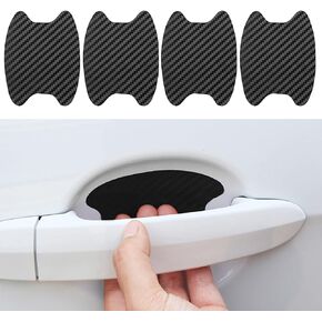 4PCS Car Door Handle Sticker, 3D Carbon Fiber Anti-Scratches Car Door Cup Protectorm, Non-Marking Auto Door Handle Scratch-Resistant Protective Film, Universal for Most Car Handles