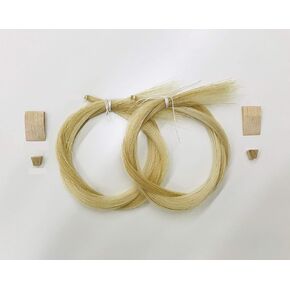 MI&VI Premium Mongolian Horse Hair for Violin, Viola Bows - Unbleached, White 29.5" (2 Hanks, Prepared, Includes Plug and Wedge) (2 Hanks)