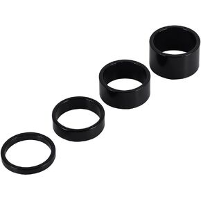 Ejoyous Bike Headset Spacer Bicycle Stem Spacers 4 PCS Threadless Fork Washer Aluminum Alloy Headset Stem Spacer Set for MTB BMX Mountain Road Bikes Cycling 5mm / 10mm / 15mm / 20mm, Black