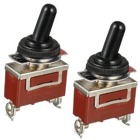 BOJACK Waterproof Marine Toggle Switch Rocker Toggle Switch 12V DC 30A 2 Pin ON Off SPST with Waterproof Cap for Auto Car Truck Boat (Pack of 2 Pcs)