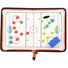Ice Hockey Coaching Board Strategy Tactics Clipboard Coach's Game Match Training Plan Accesories - Zipper Closure with Player Markers