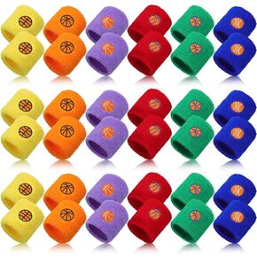 36 Pieces Sports Wristbands for Kids Colorful Baseball Wrist Sweatbands Acrylic Yarn Wrist Bands Sweat Bands for School Students Sports Basketball Birthday Party Favors Supplies, 6 Colors