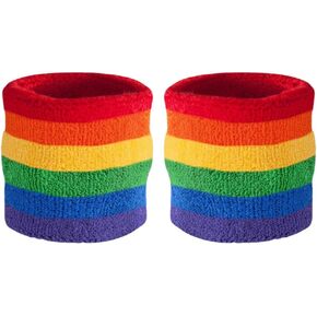 Suddora Striped Wristbands, Wrist Sweatbands for Men & Women, Moisture-Wicking Thick Cotton Bands for Working Out, Gymnastics, Basketball, Tennis, Football, 4-inch, Pair