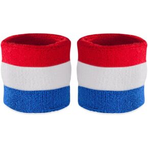 Suddora Striped Wristbands, Wrist Sweatbands for Men & Women, Moisture-Wicking Thick Cotton Bands for Working Out, Gymnastics, Basketball, Tennis, Football, 4-inch, Pair