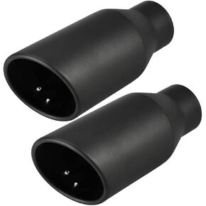 Upower 2.5 inch Inlet 4 inch Outlet Exhaust Tip 2.5" to 4" Exhaust Tailpipe Tips 9" Long Black Weld On 1.2mm Thick Stainless Steel 2 1/2 Inlet Rolled End (Pack of 2)