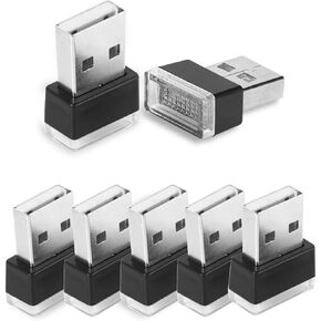 4 قطع مصباح LED USB للجو الداخلي للسيارة، مصابيح USB صغيرة لتزيين السيارة، مجموعة الإضاءة المحيطة، واجهة USB مدمجة، ملحقات داخلية عالمية للسيارة (أزرق ثلجي) in Kuwait