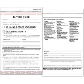 2024 As-is/Dealer Warranty 2-Part Buyers Guide with Adhesive Tape (Box of 100) (Storage Box Included)
