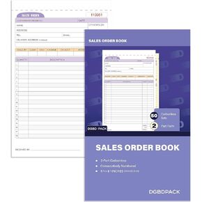 Sales Order Book 2 Pack, 2 Part Carbonless Invoices, White/Canary, 5-9/16 x 8-3/4 Inches, Receipt Book 50 Units per Book