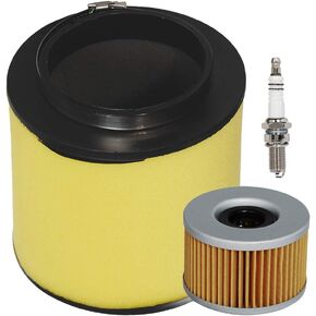 HIFROM ATV Air Filter Element Cleaner with Oil Filter Spark Plug Tune Up kit Compatible with Honda Rubicon TRX500FA TRX500FGA TRX500FPA TRX680FA SXS700M2 Replace 17254-HPO-A00 15412-KEA-003
