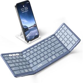 Samsers Foldable Bluetooth Keyboard with Numeric Keypad, Full-Size Wireless Folding Keyboard with PU Leather, Portable Travel Keyboard for iOS Android Windows Mac OS, Support 3 Device(BT5.1 x 3) Pink