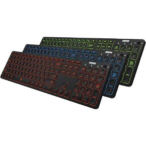 Arteck Universal Backlit 7-Colors & Adjustable Brightness Multi-Device Full Size Wireless Bluetooth Keyboard for Windows, iOS, iPad OS, Android, Computer Desktop Laptop Surface Tablet Smartphone