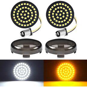Benlari New 1157 LED Motorcycle Front Turn Signals Bulbs 2 Inch Bullet Lights with Smoked Lens Covers Fit for Harley Davidson Touring Dyna Softail Sportster Street Glide Road Glide Iron 883, 2PCS