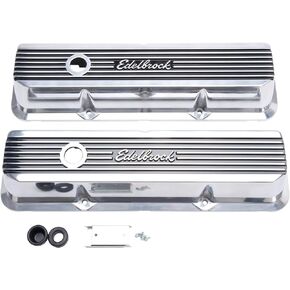 Edelbrock 4277 Elite II Series Valve Cover Polished Raised Fins 3.55 in. Overall Height Elite II Series Valve Cover