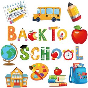 Whaline 51Pcs Back to School Cut-Outs with 100Pcs Glue Points First Day of School Paper Cut Outs Bulletin Board Decoration for Teacher Students School Classroom Game Party Supplies