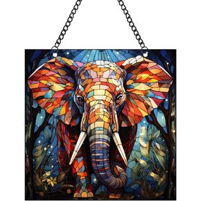 Stained Acrylic Window Hangings Ornament Tiger/Bear/Elephant/Steed Acrylic Art Wall Decor Animal Colorful Panel Hanging for Animal Lover, Home Office Decor (5.9'',Horse)