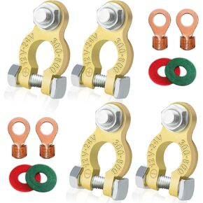 Battery Terminal Connectors, 4PCS Battery Terminals Positive and Negative, Quick Disconnect Car Battery Terminal Connector with Washers, Heavy Duty Car Battery Terminal for Automotive RV Boat