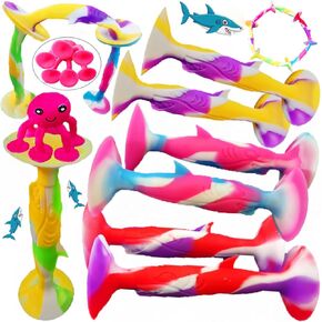 21 Packs Outdoor Indoor Ocean Theme Throwing Double Headed Suction Cup Game Set,Shark Shape Throwing Party Game Sucker