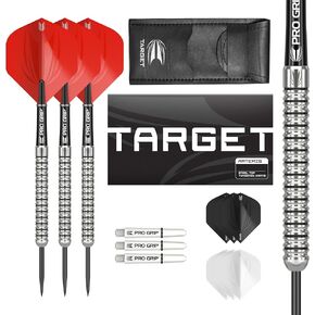 Target Darts Artemis Tungsten Steel Tip Darts Set - 6 Pro Grip Shafts - 9 Pro Ultra Flights – Dart Wallet - Dart Counter App Coupon Bundle