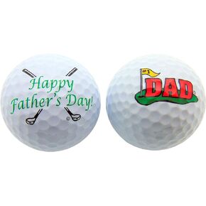 Fathers Day Golf Ball Novelty Gift Pack for #1 Dad Golfer, Set of 2