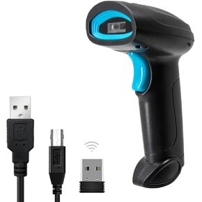 ماسح الباركود 1D 2D QR USB سلكي و2.4G قارئ باركود لاسلكي محمول مدمج مع مؤشر مستوى البطارية التوصيل والتشغيل الرقمي المطبوع (USB سلكي)
